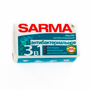Мыло хозяйственное Сарма Антибактериальное 3в1 140г